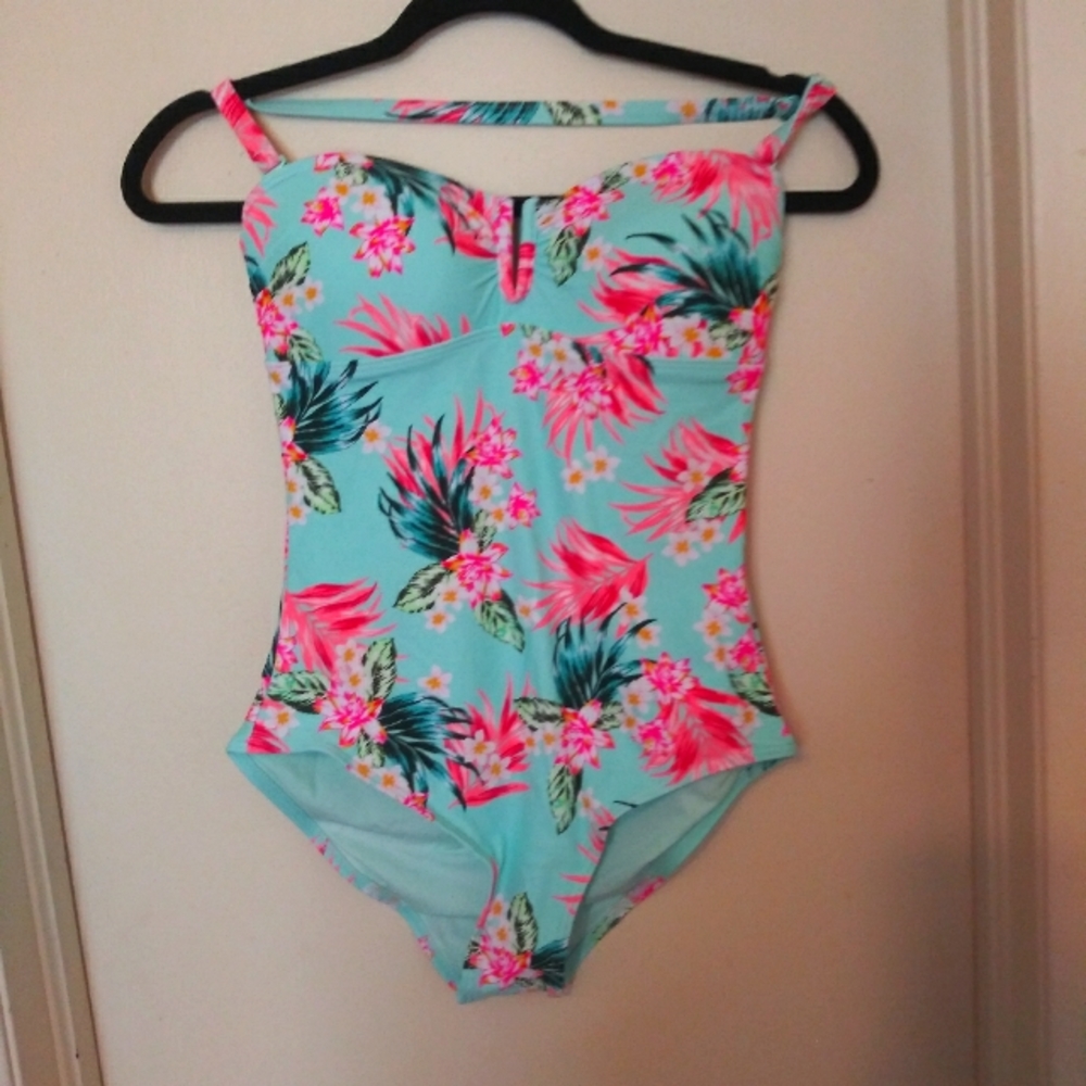 Women's Floral One Piece Tank Swimsuit Size 10 NWOT - Picture 1 of 4
